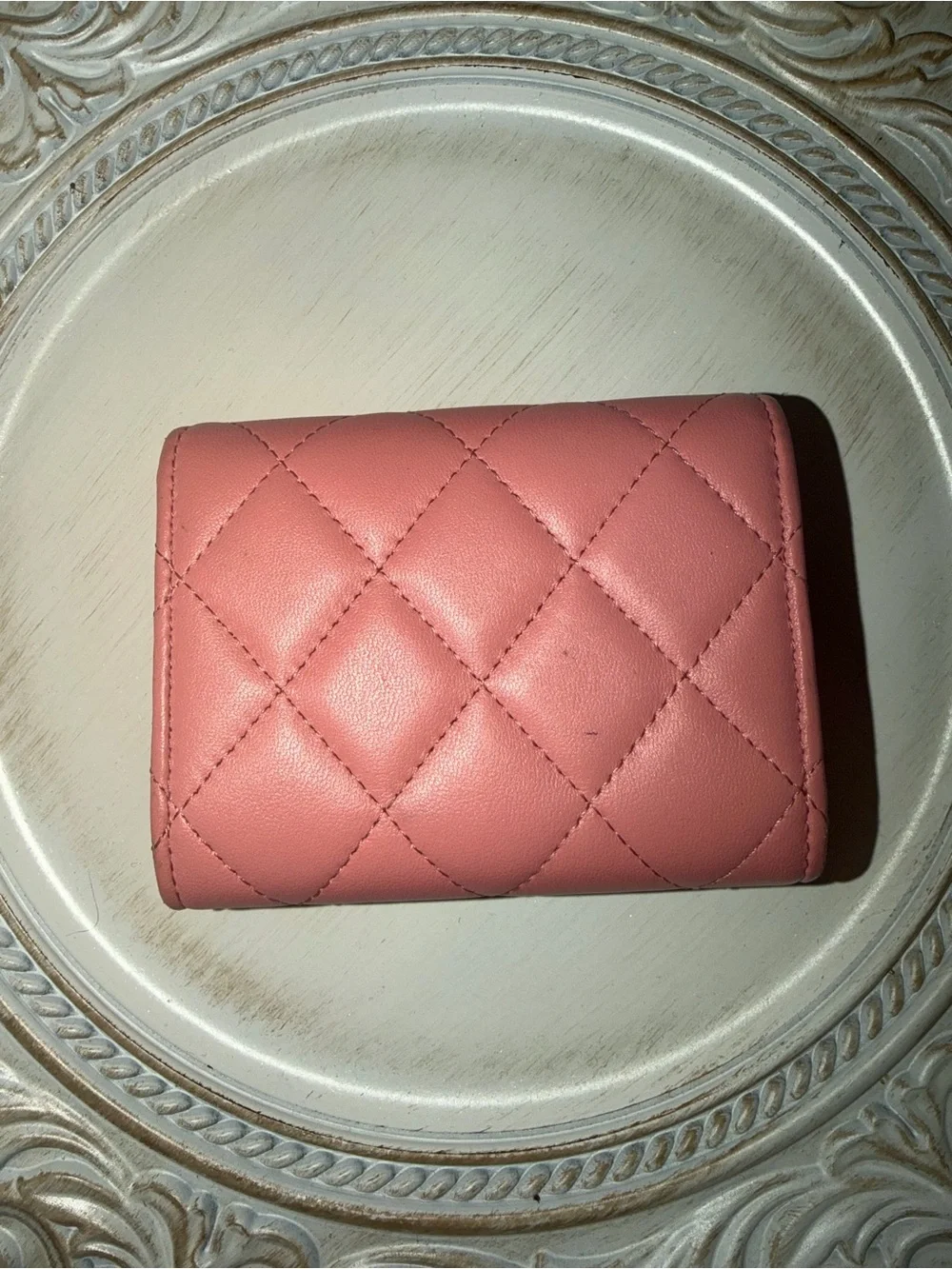 Chanel classic flap compact wallet — pink lambskin | full set + COA